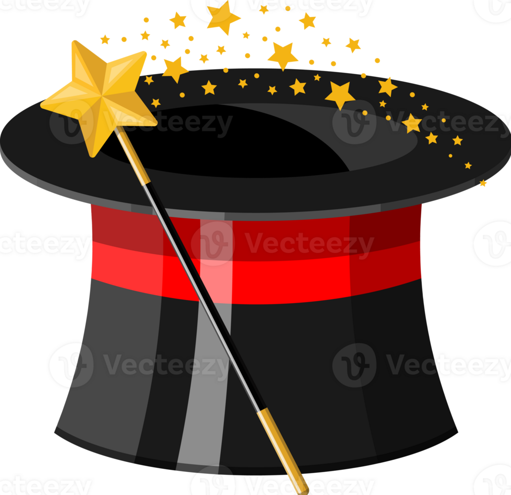 Magic hat with wand rod png