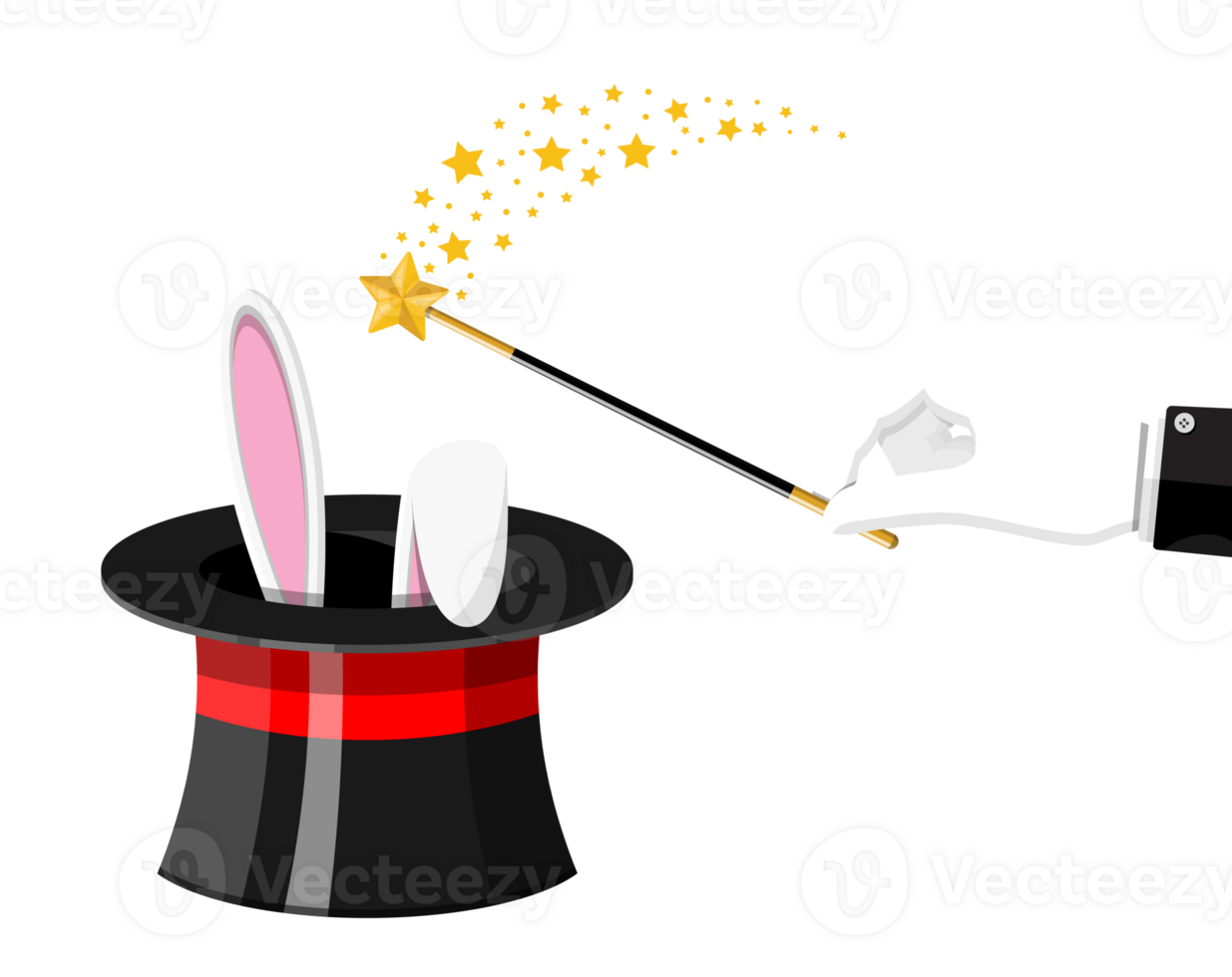 Magic hat with easter bunny ears png