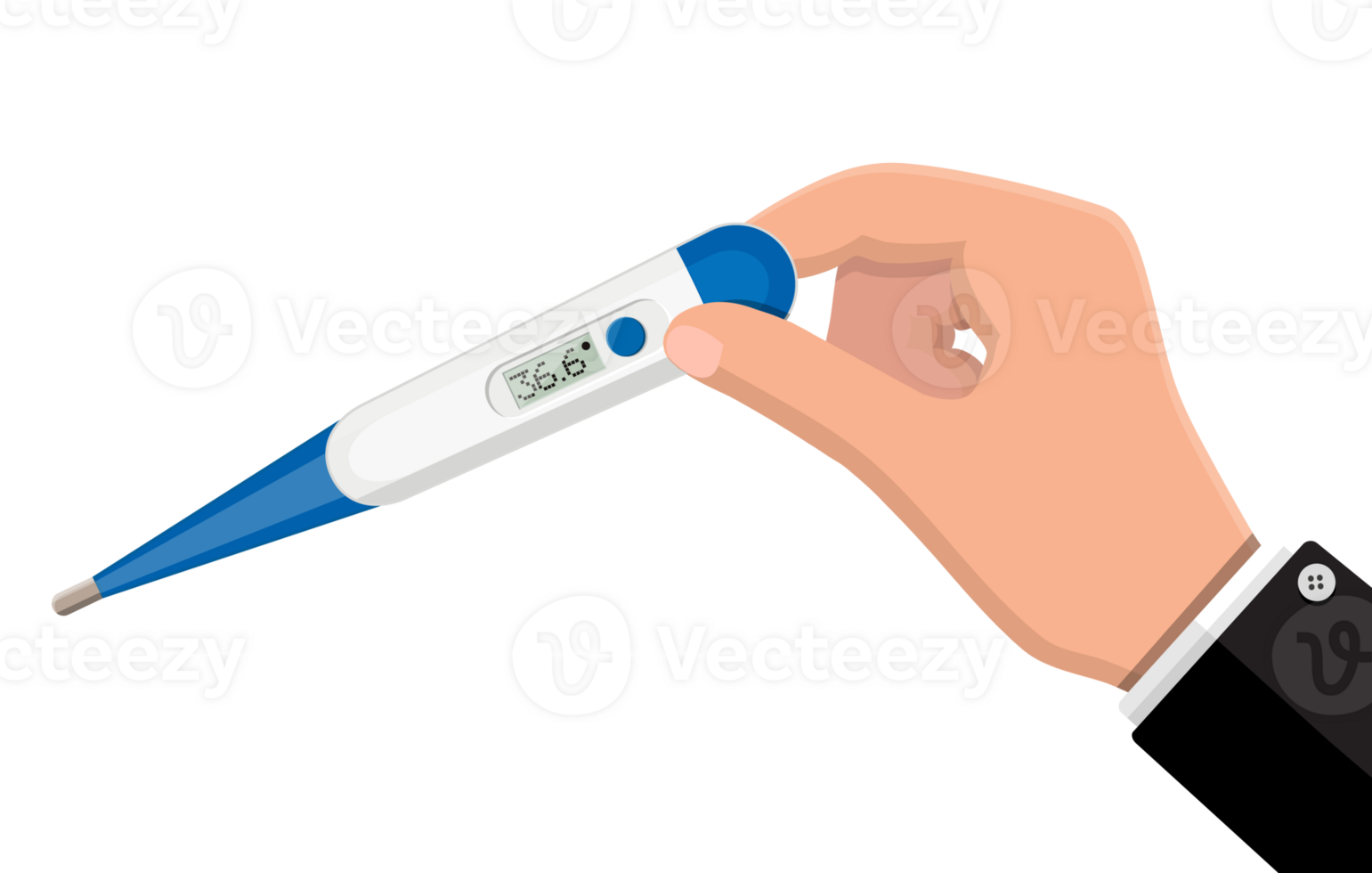 Hand holds thermometer png