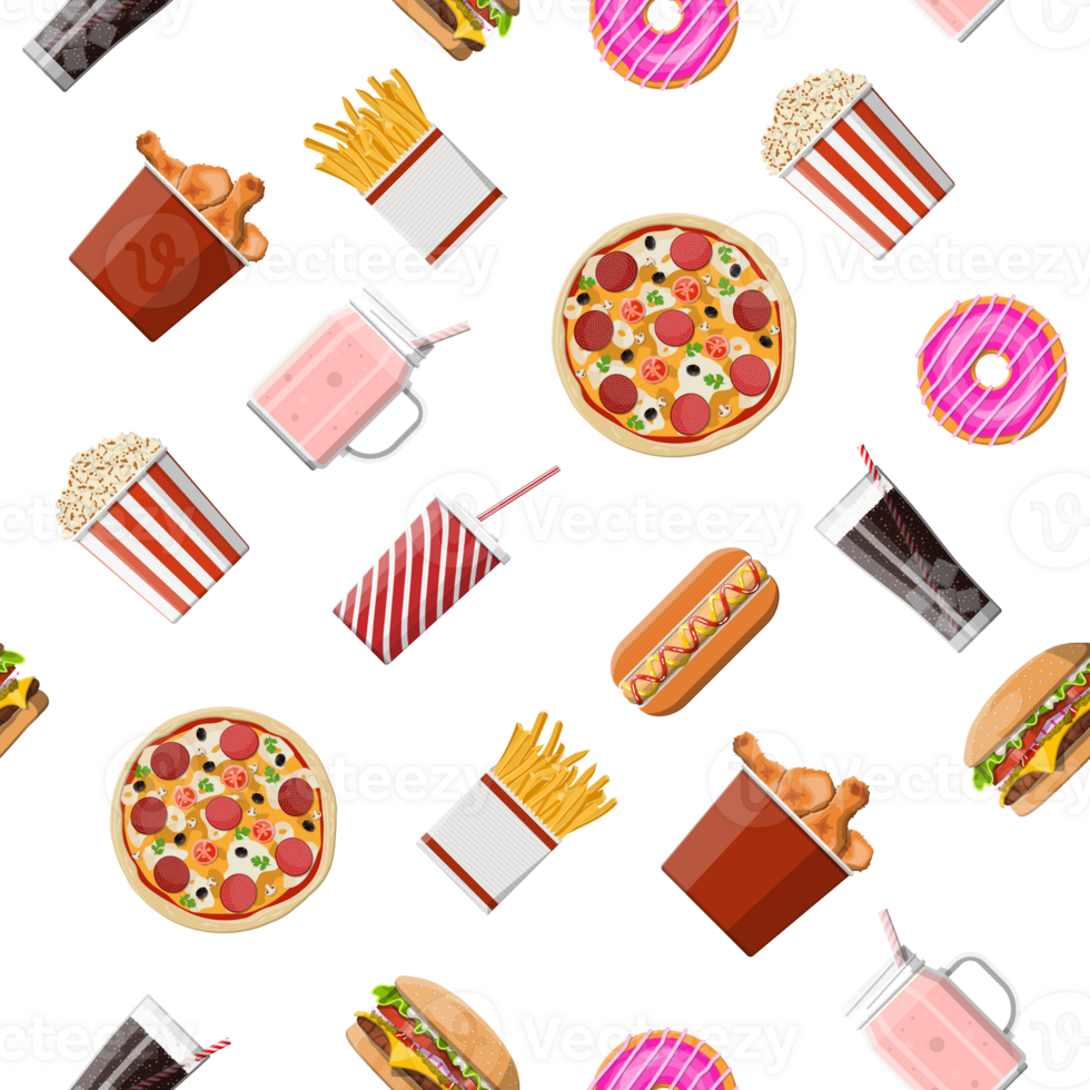 Fast food set pattern png