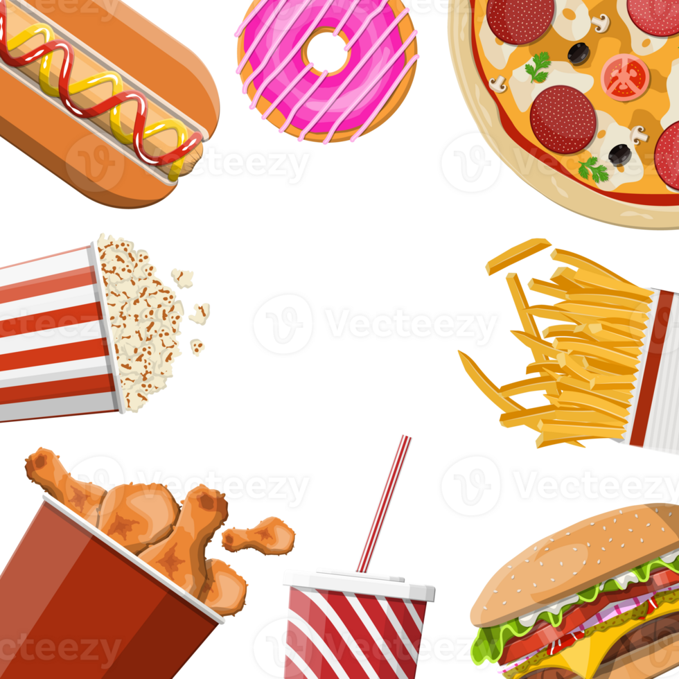 Fast food icons set png
