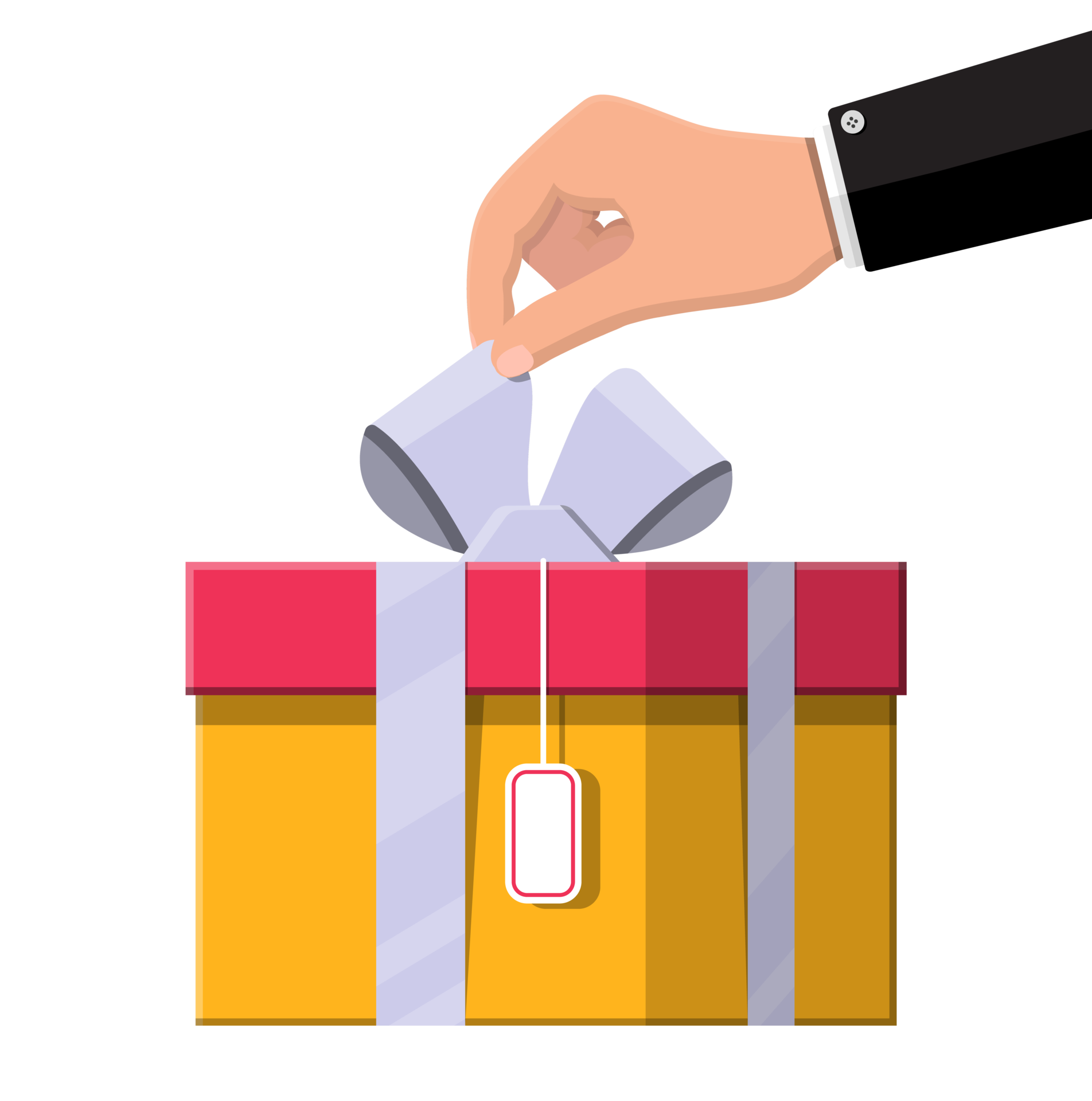 Hand opens gift box, unboxing, unpacked 35774121 PNG