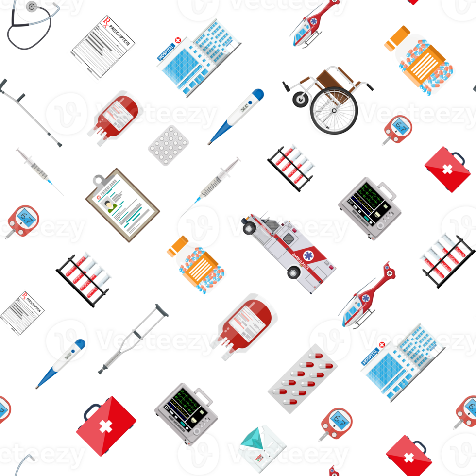 Big medical set pattern png