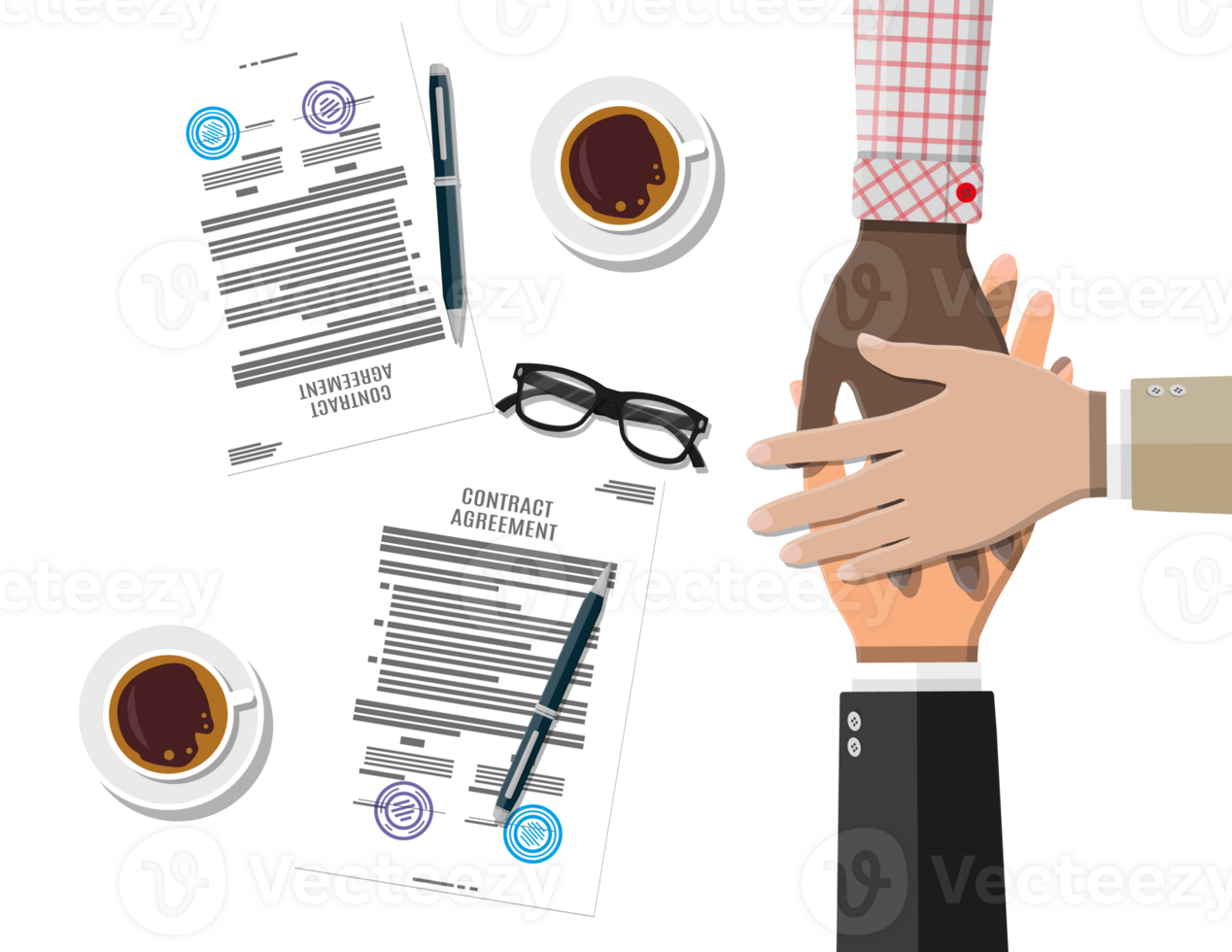 Crossed hands and contract png