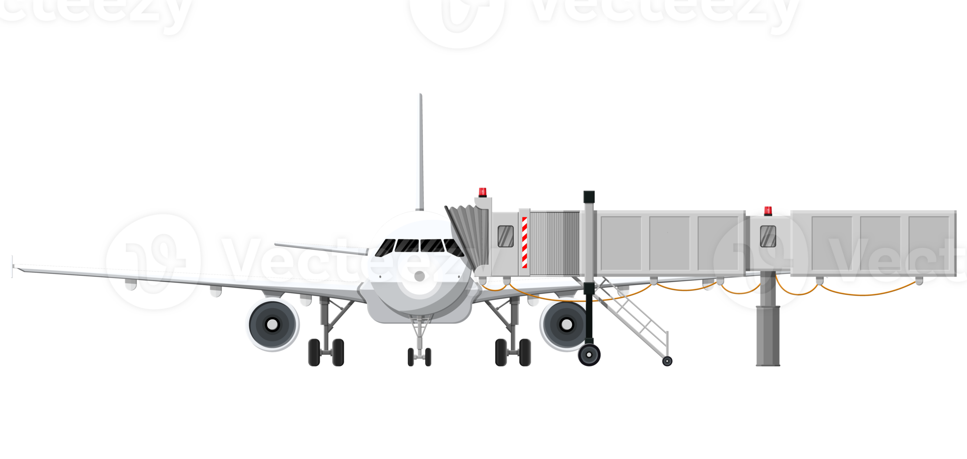 Aero bridge or jetway with aircraft png