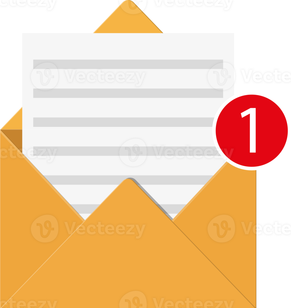 Paper envelope letter with counter notification. png