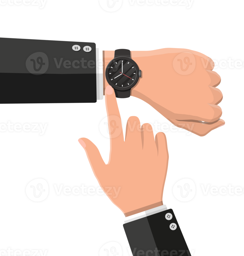 Wristwatch, black clock with strap png