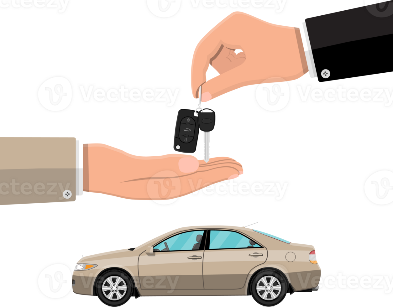 Car key with alarm and chain png