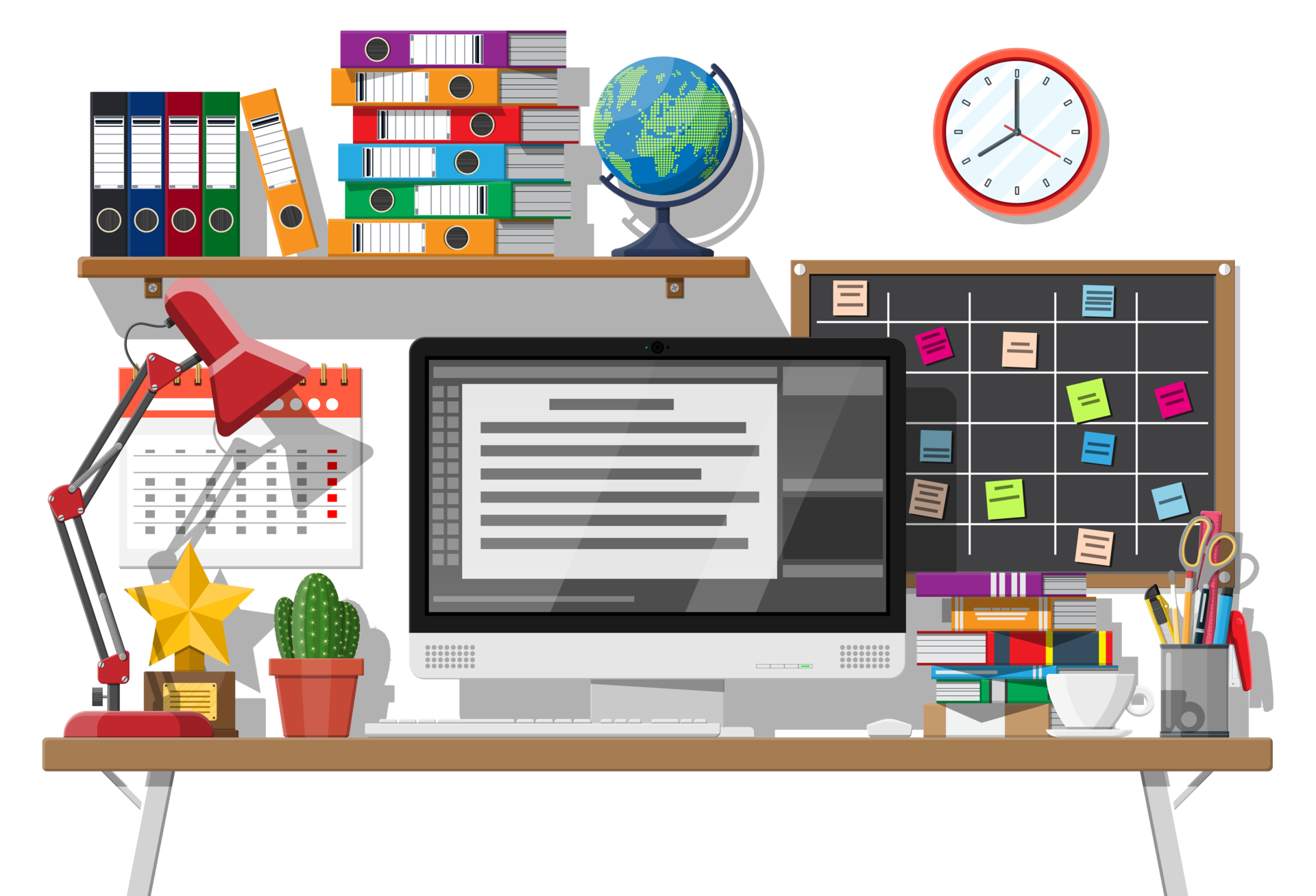 Office desk with computer 35774532 PNG