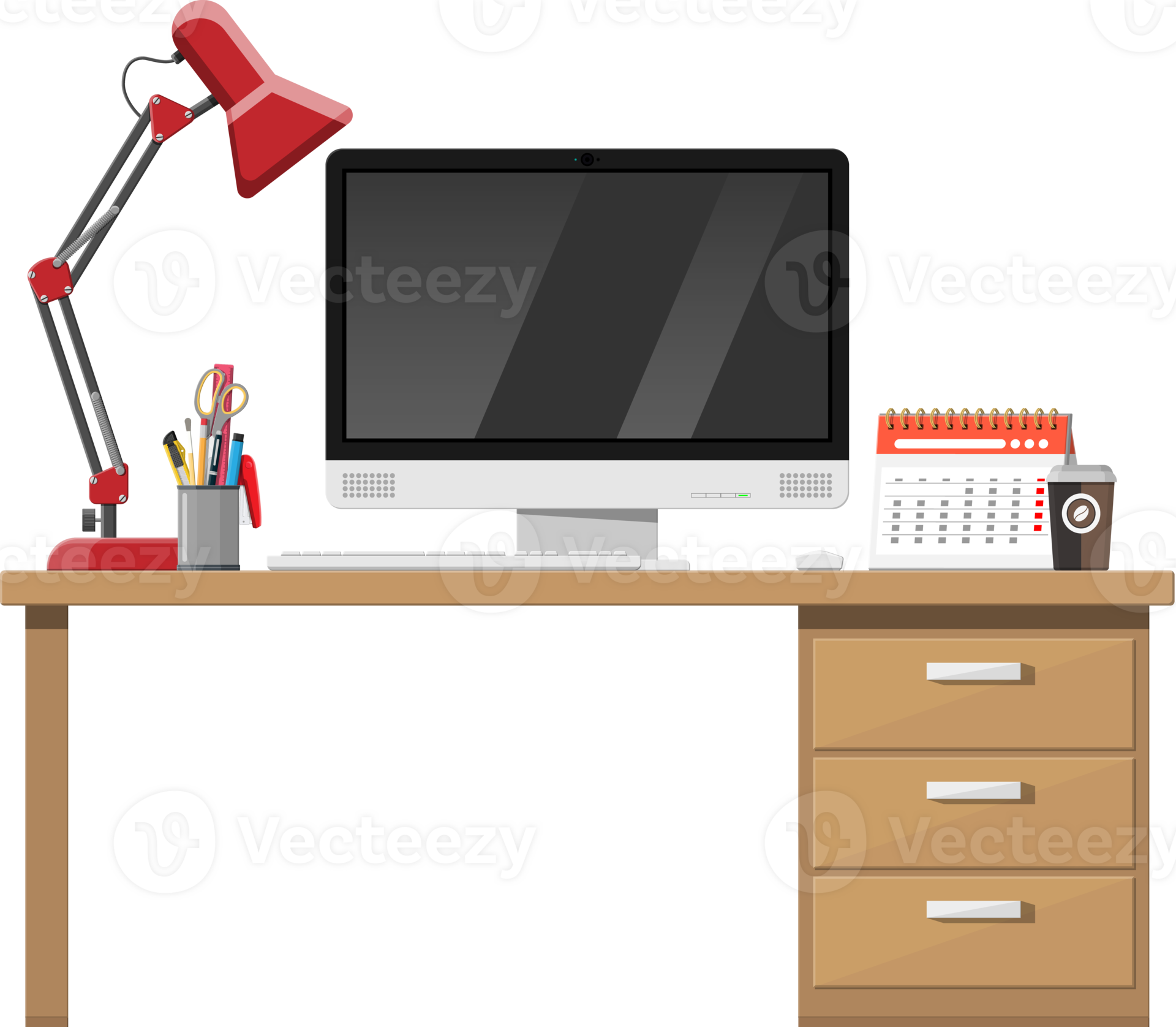 Office desk with computer 35774542 PNG