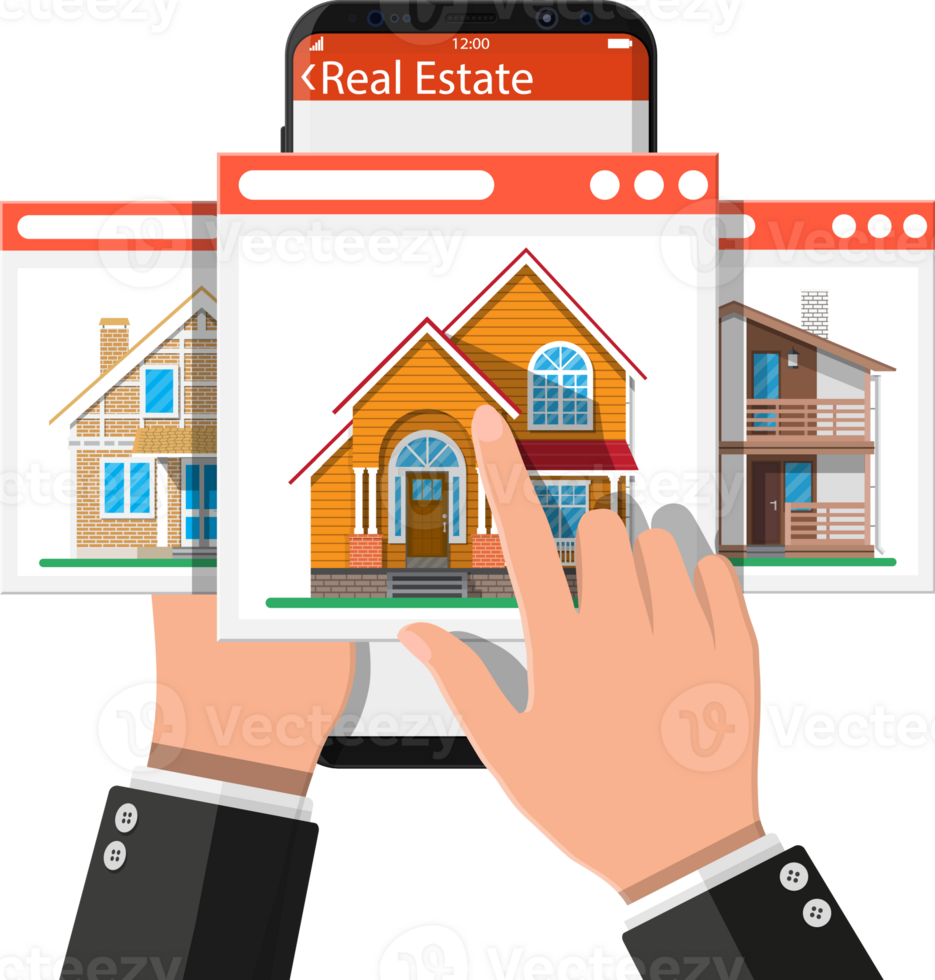 Mobile smart phone with real estate app png