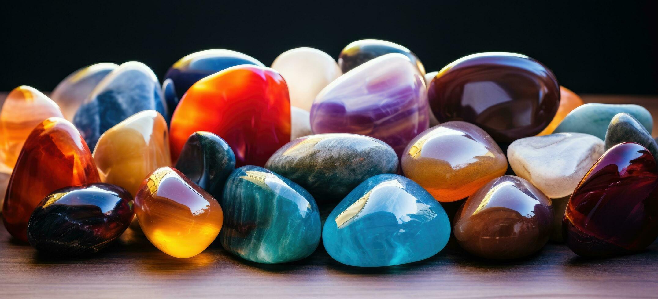 AI generated a bunch of colorful stones are arranged in a large pile photo