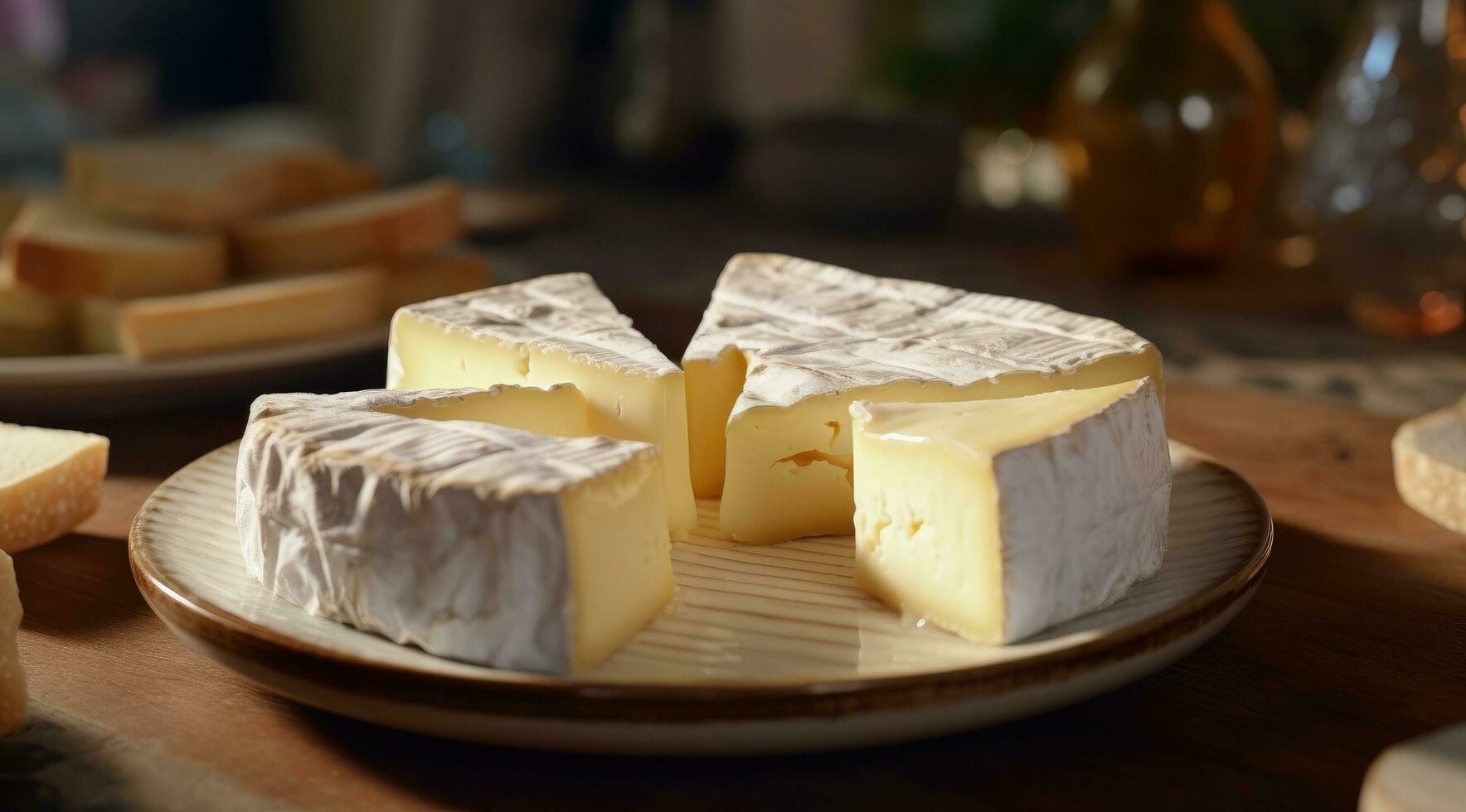 ai generado un cerca arriba de un plato de queso foto