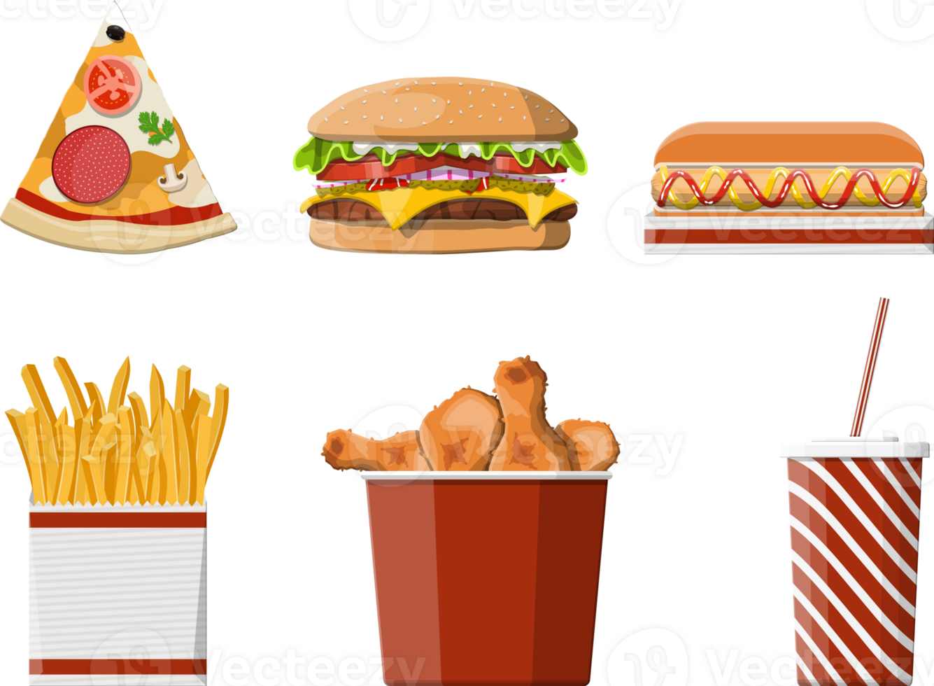 Fast food icons set png