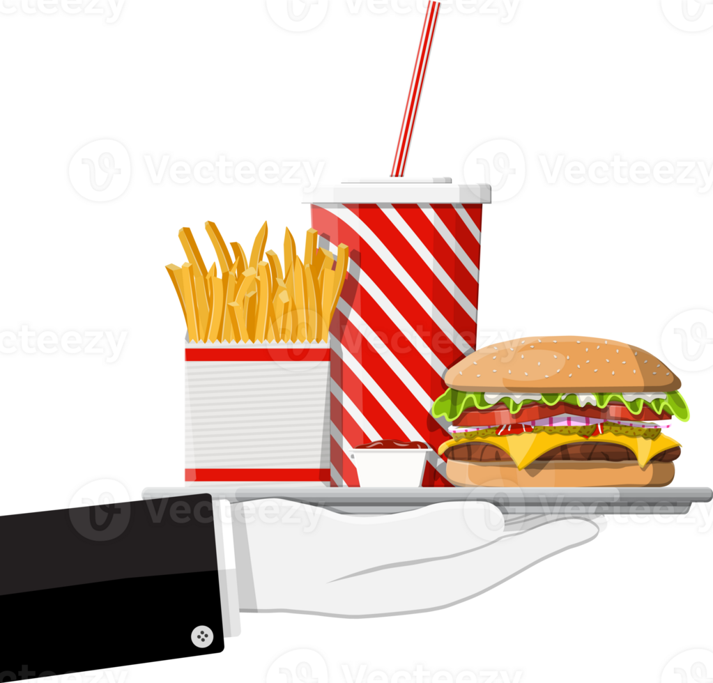 Cup of cola with fries and cheeseburger png