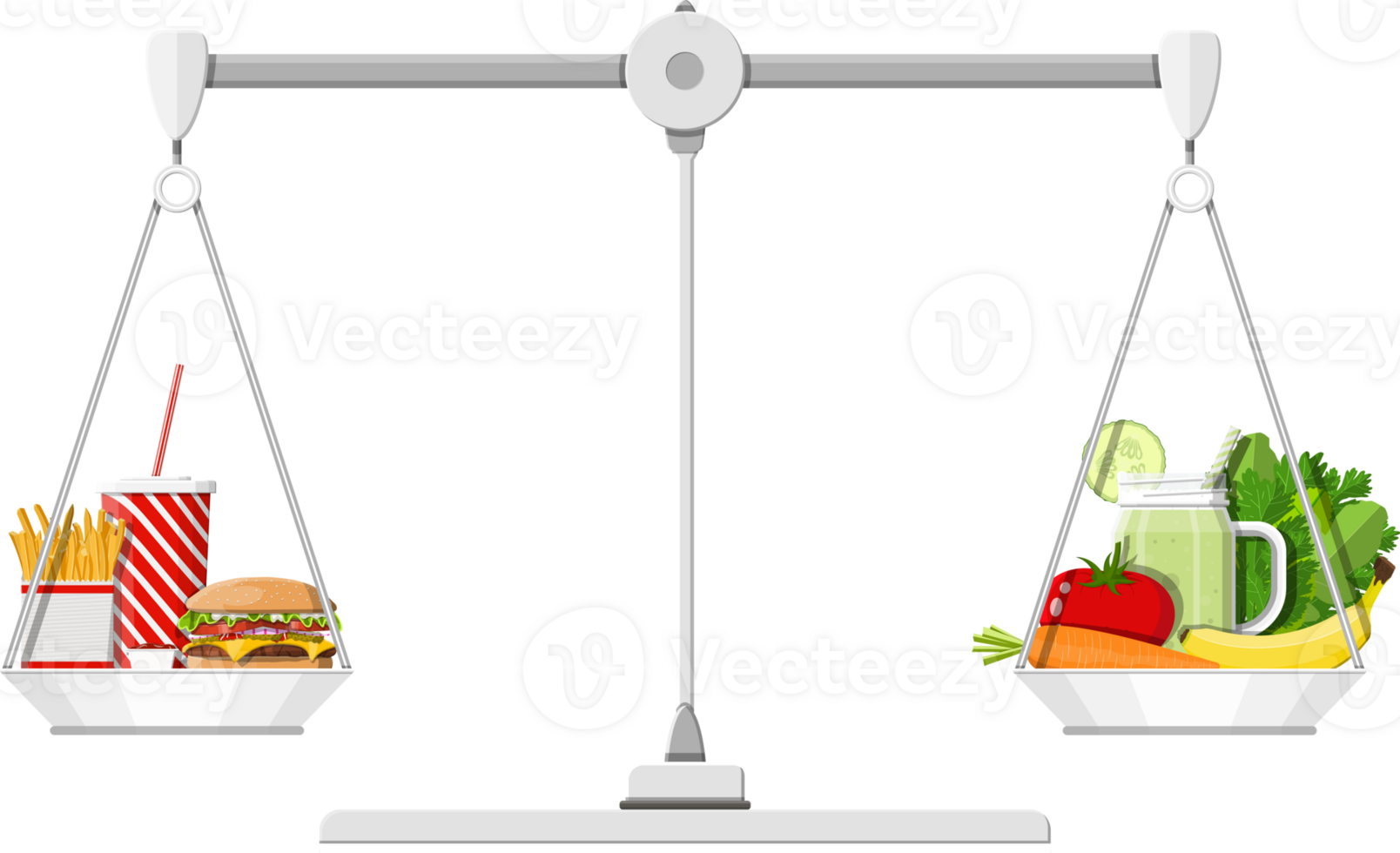 Greasy cholesterol vs vitamins food on scales png