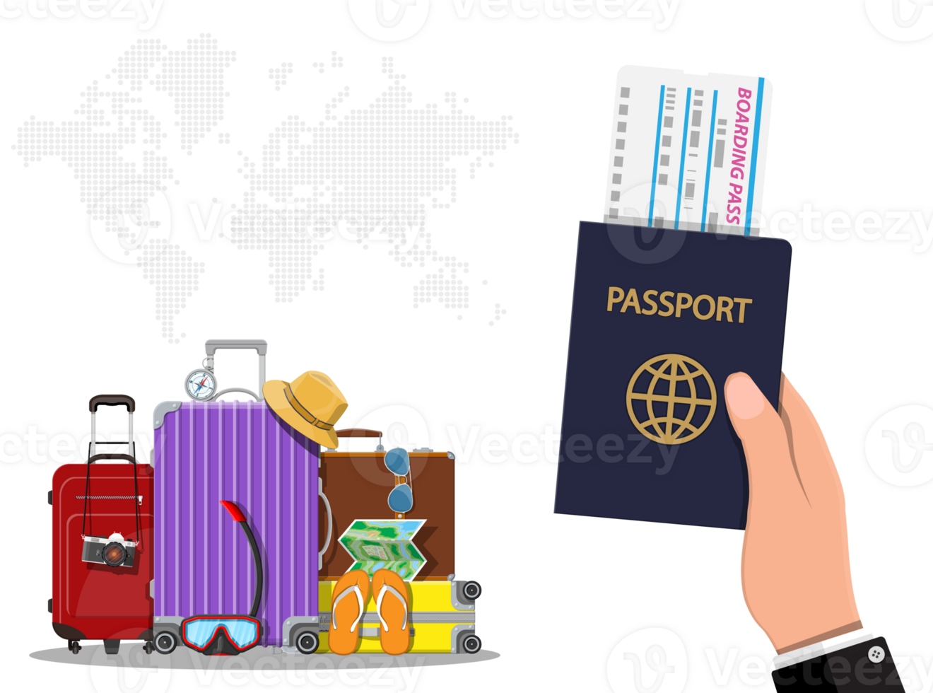 Travel bag and passport png