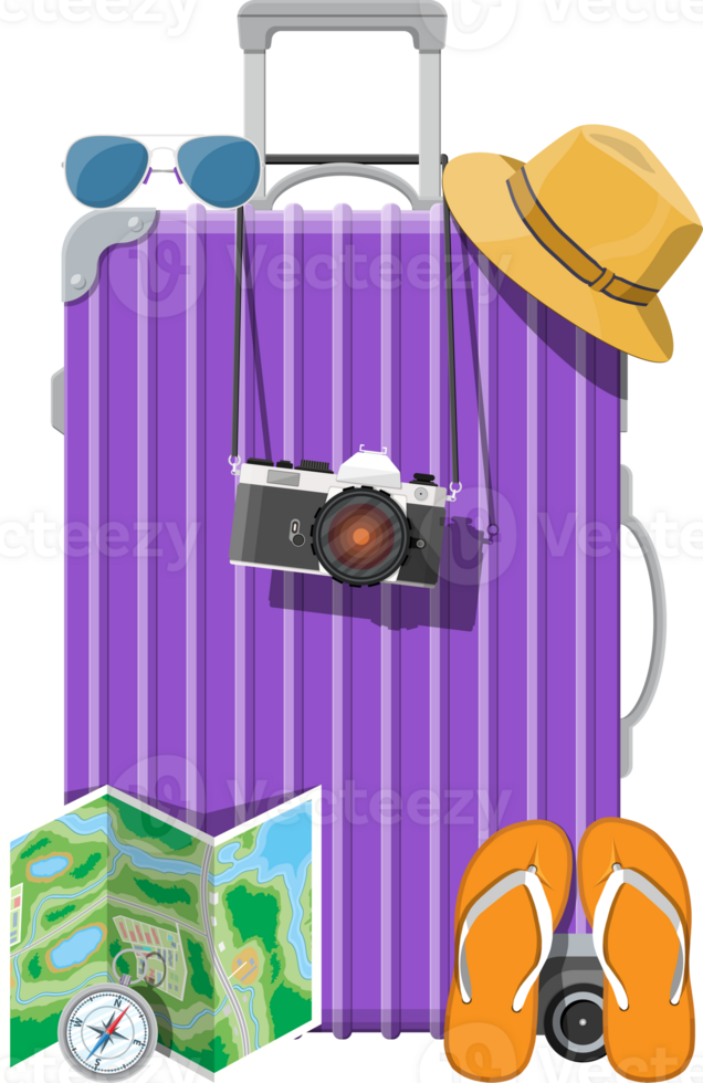 Plastic travel bag. Plastic case with wheels. png