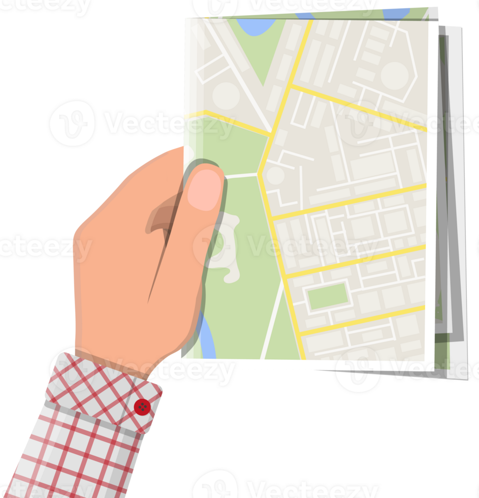Folded paper city map png