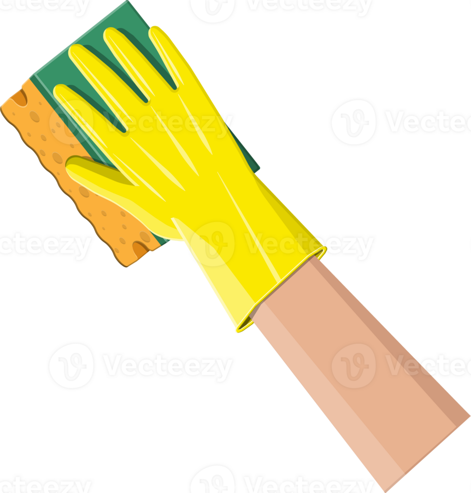 Hand in gloves with sponge png