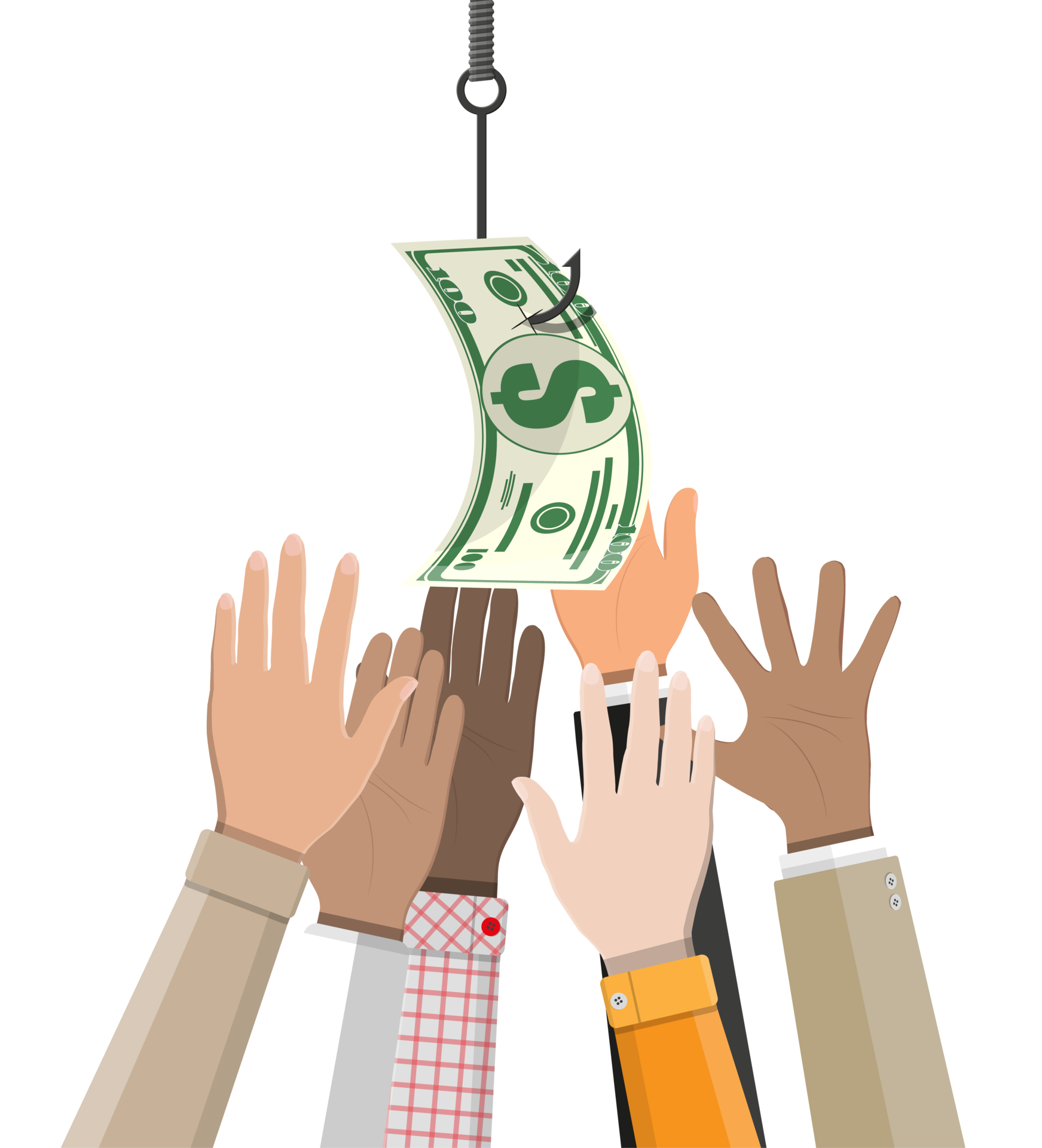 Dollar on fishing hook 35774908 PNG