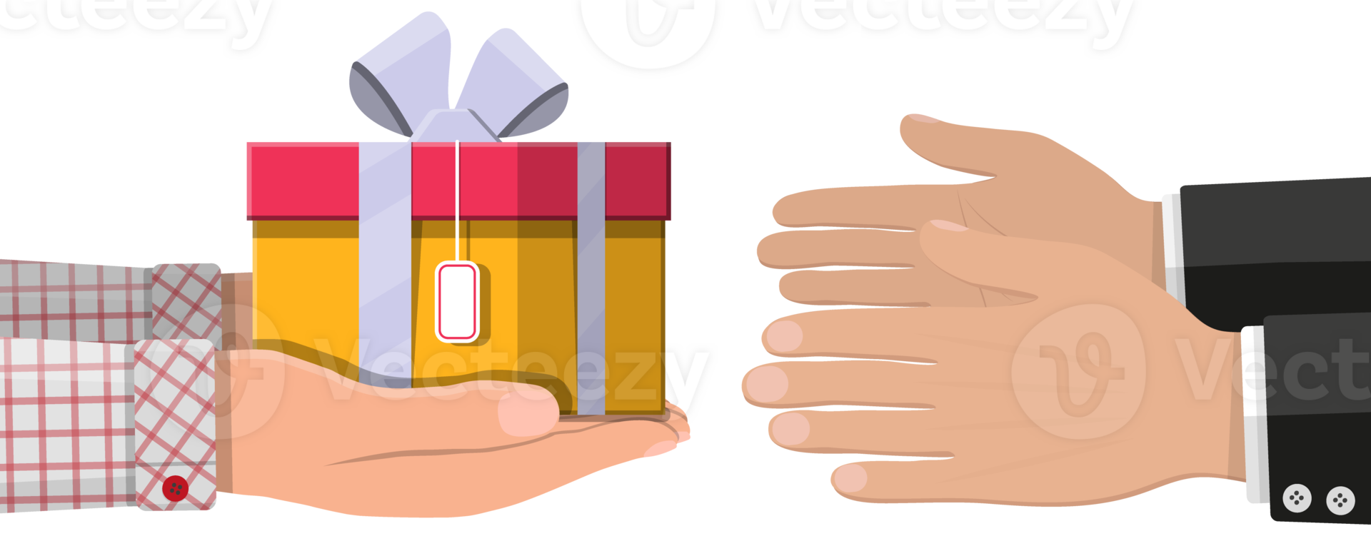 Colorful wrapped gift box in hand png