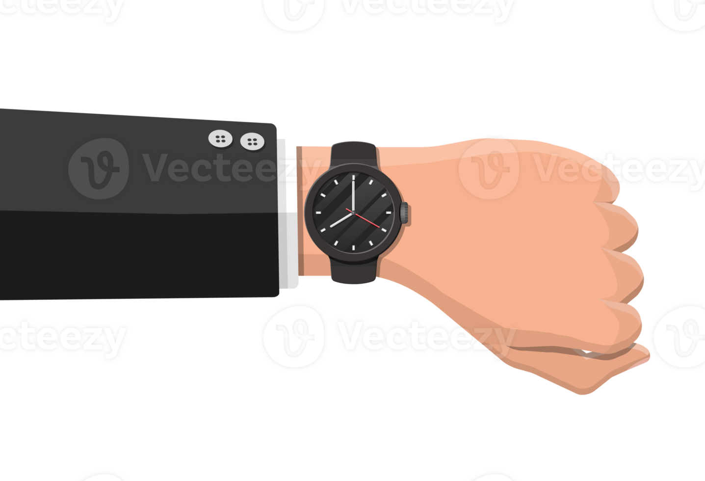 Wristwatch, black clock with strap png