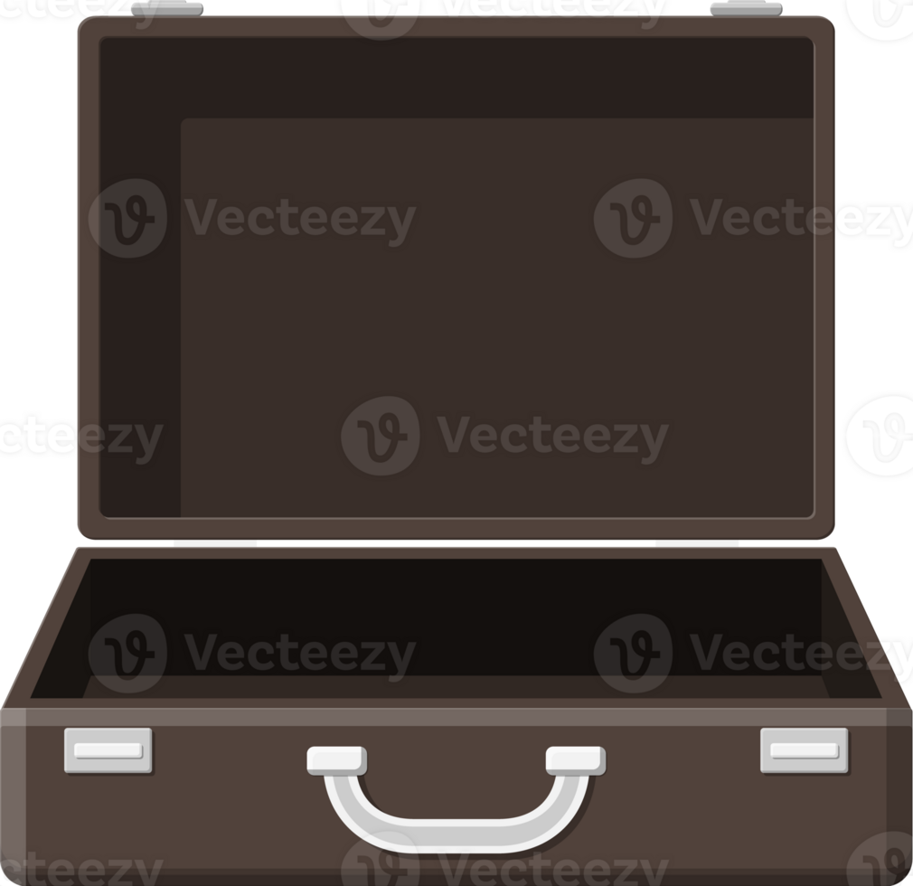 Open vintage suitcase for travel png