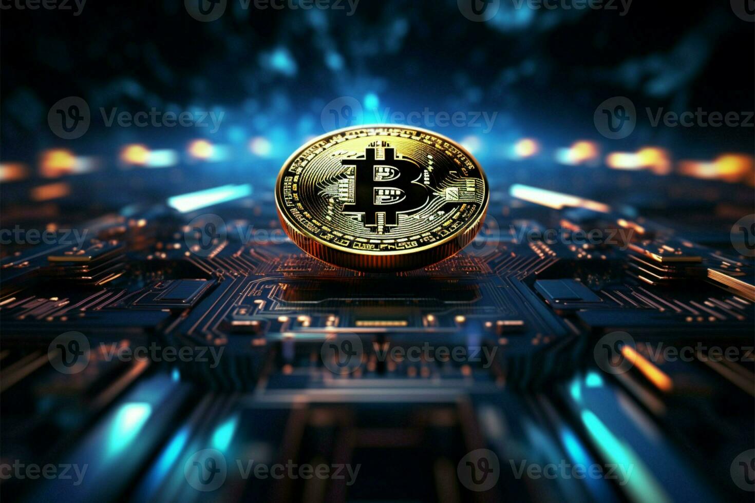 AI generated Digital currency Bitcoin illustration for graphics, marketing, stock trade, forex photo
