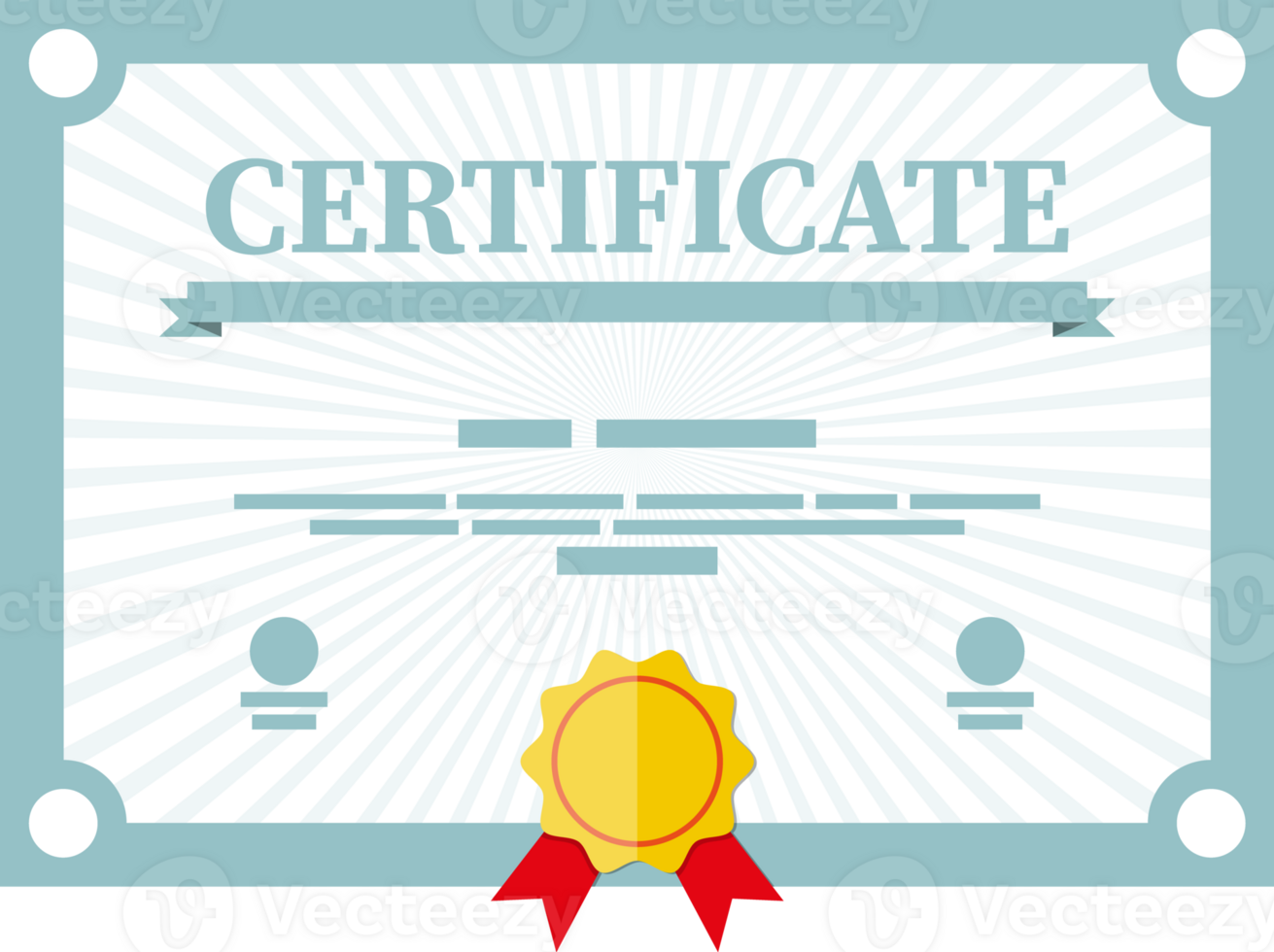 Paper certificate with stamp and ribbons png