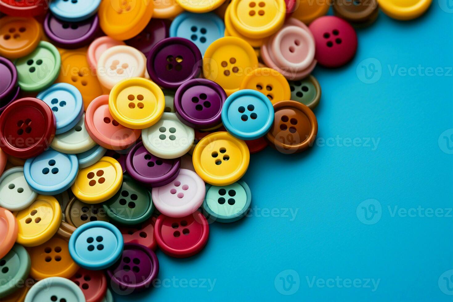 AI generated Button diversity Multicolored sewing buttons, perfect for textile design projects photo