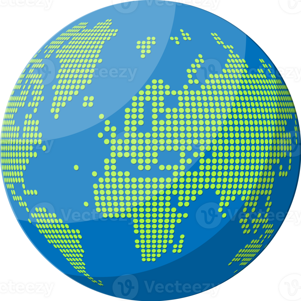 Welt Karte Silhouette, Globus im Punkte png