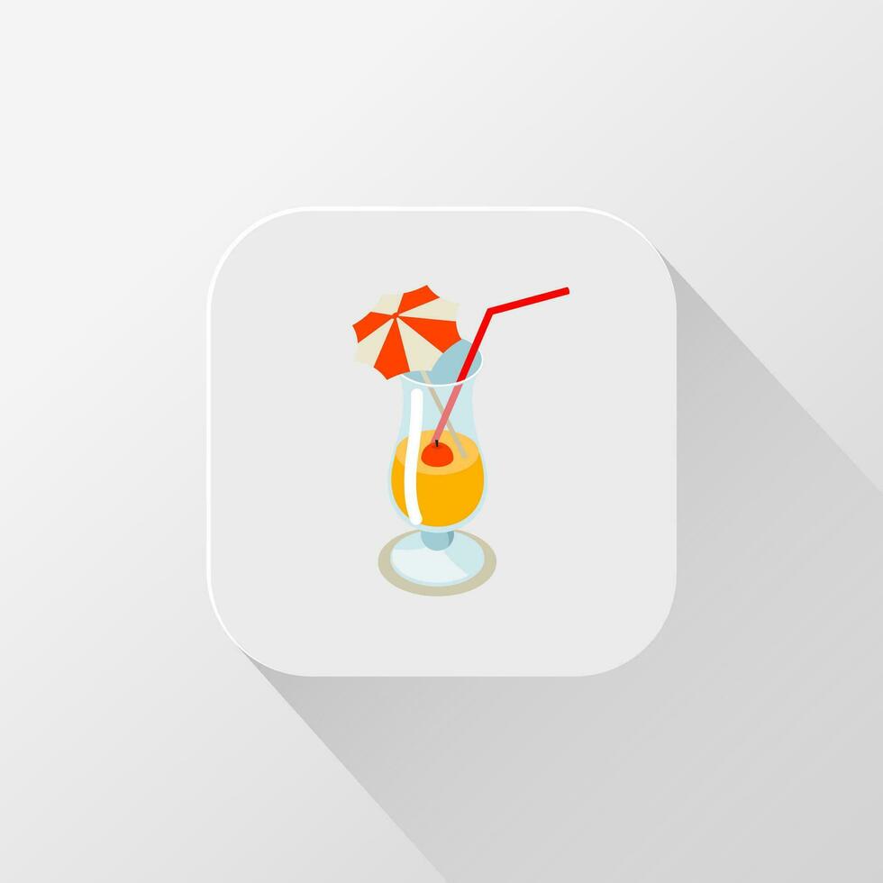Orange Cocktail with cherry fruit in the middle and umbrella with straw logo icon design element vector