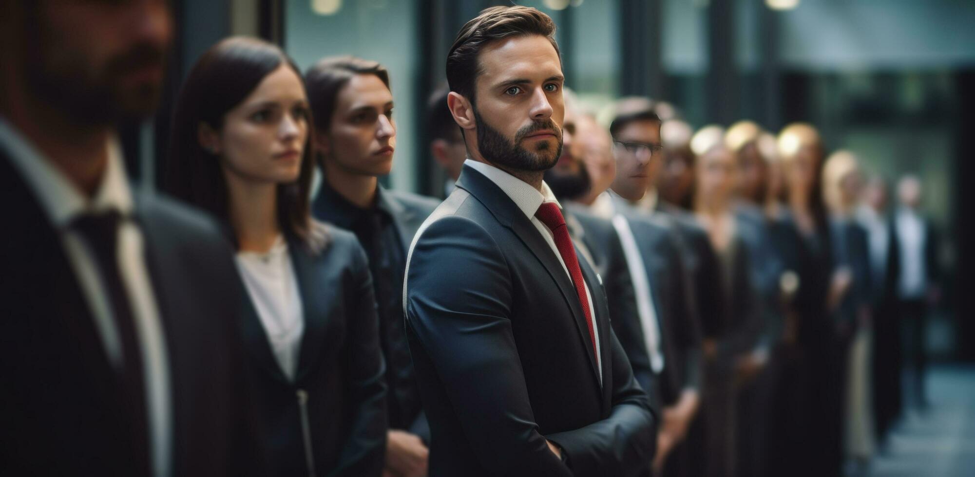 AI generated several business people standing in line photo