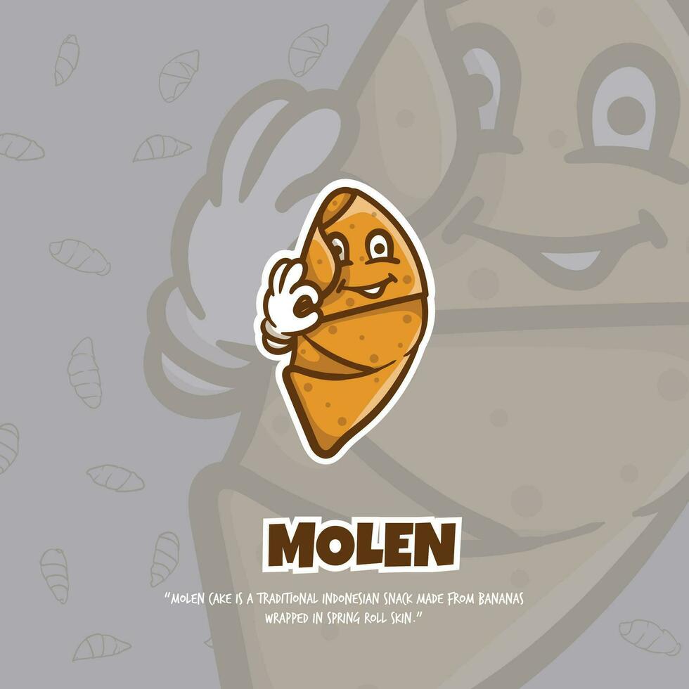 molen mascota guiños, pulgares arriba mascota diseño, calle comida alegría en Indonesia para Campaña diseño vector