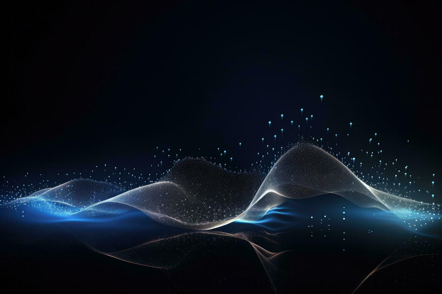 AI generated abstract background with glowing particles, wave lines and bokeh, An abstract particles wave, designed in a futuristic technology style, serves as an elegant background for, AI Generated photo
