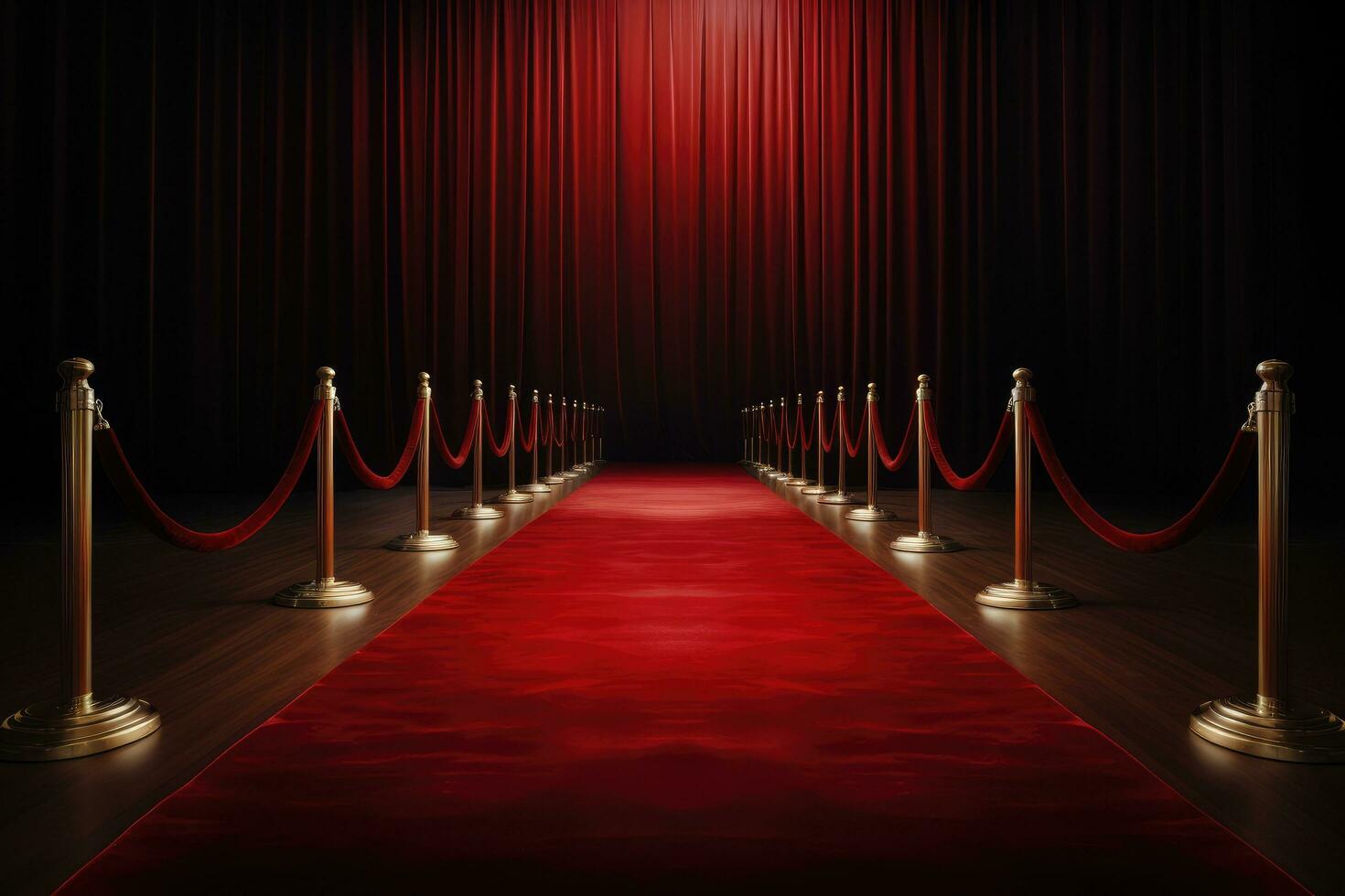 AI generated Red carpet with red carpet and red curtain, 3D rendering, An empty red carpet, AI Generated photo