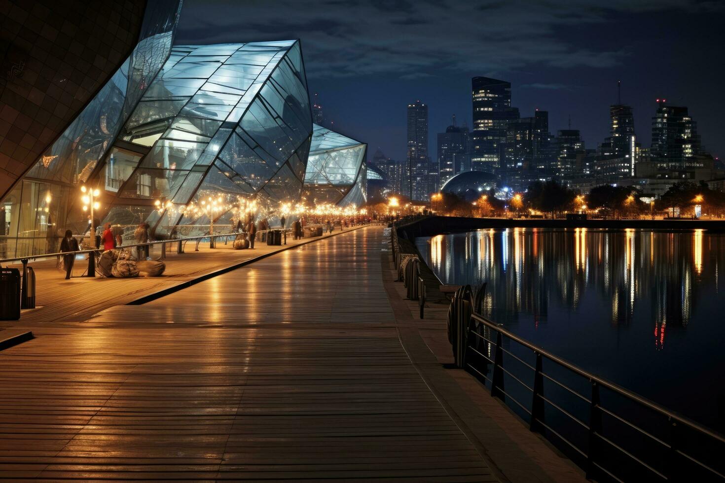 AI generated Canary Wharf by night, Buenos Aires, Puerto Madero at Night, AI Generated photo