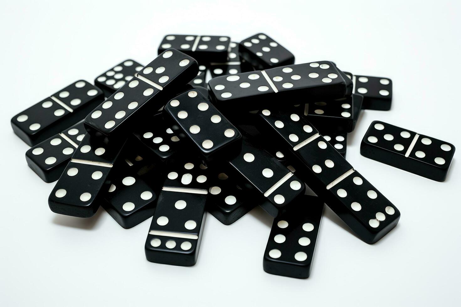 AI generated black dominoes isolated on white background, closeup of photo, Black dominoes on a white background, AI Generated photo