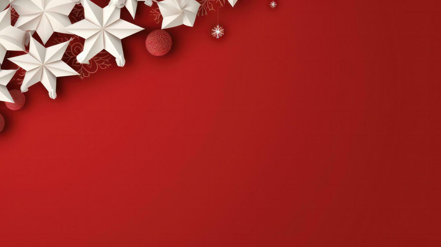 AI generated christmas background with copy space in paper origami photo