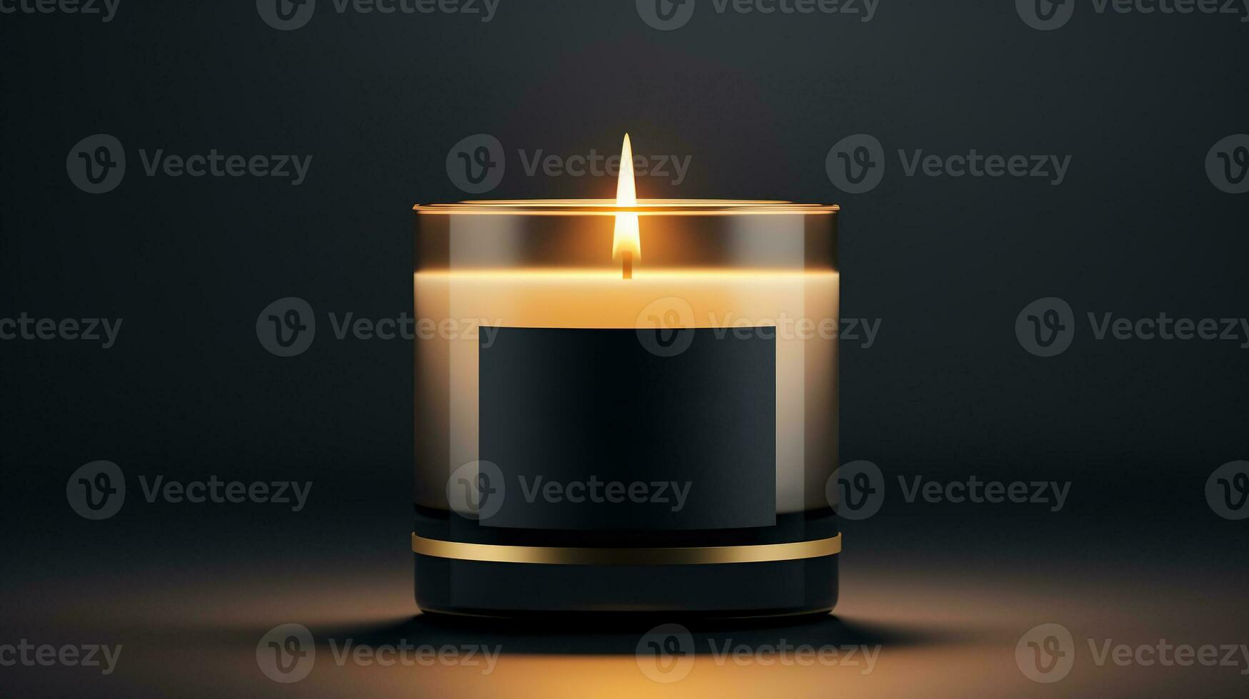 AI generated Generative AI, candle with label mockup. Aesthetic minimalistic composition blank, textile. Comfort, spa, relax and wellness concept. photo