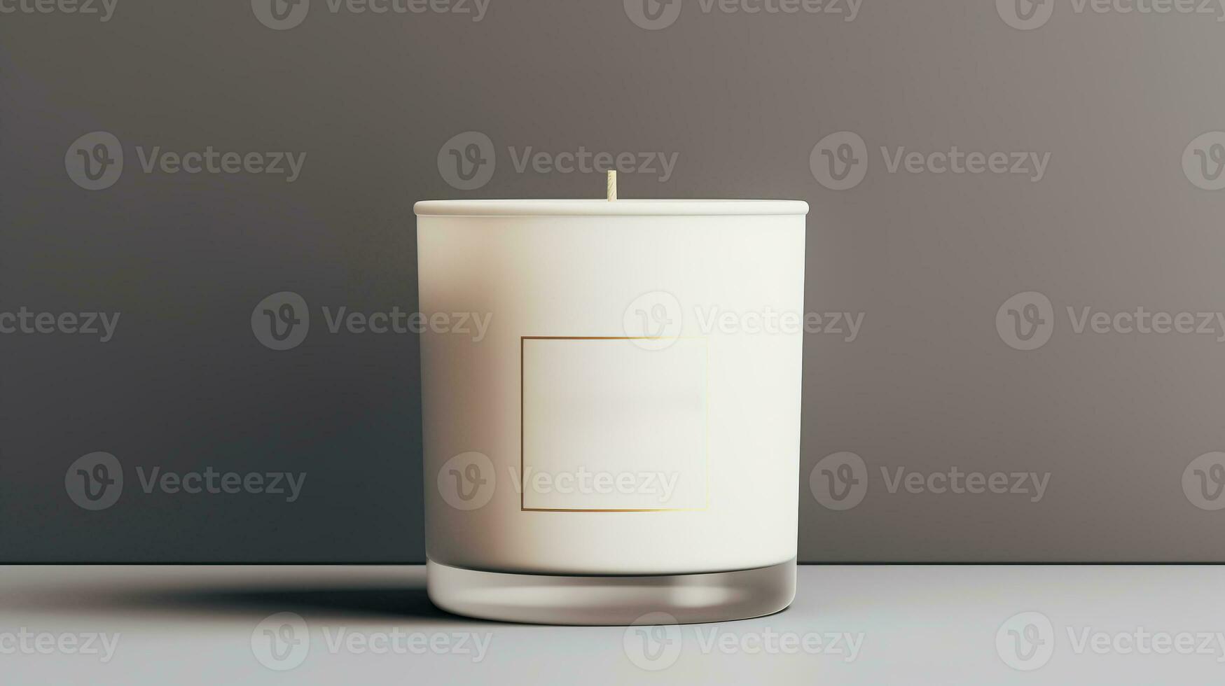 AI generated Generative AI, candle with label mockup. Aesthetic minimalistic composition blank, textile. Comfort, spa, relax and wellness concept. photo