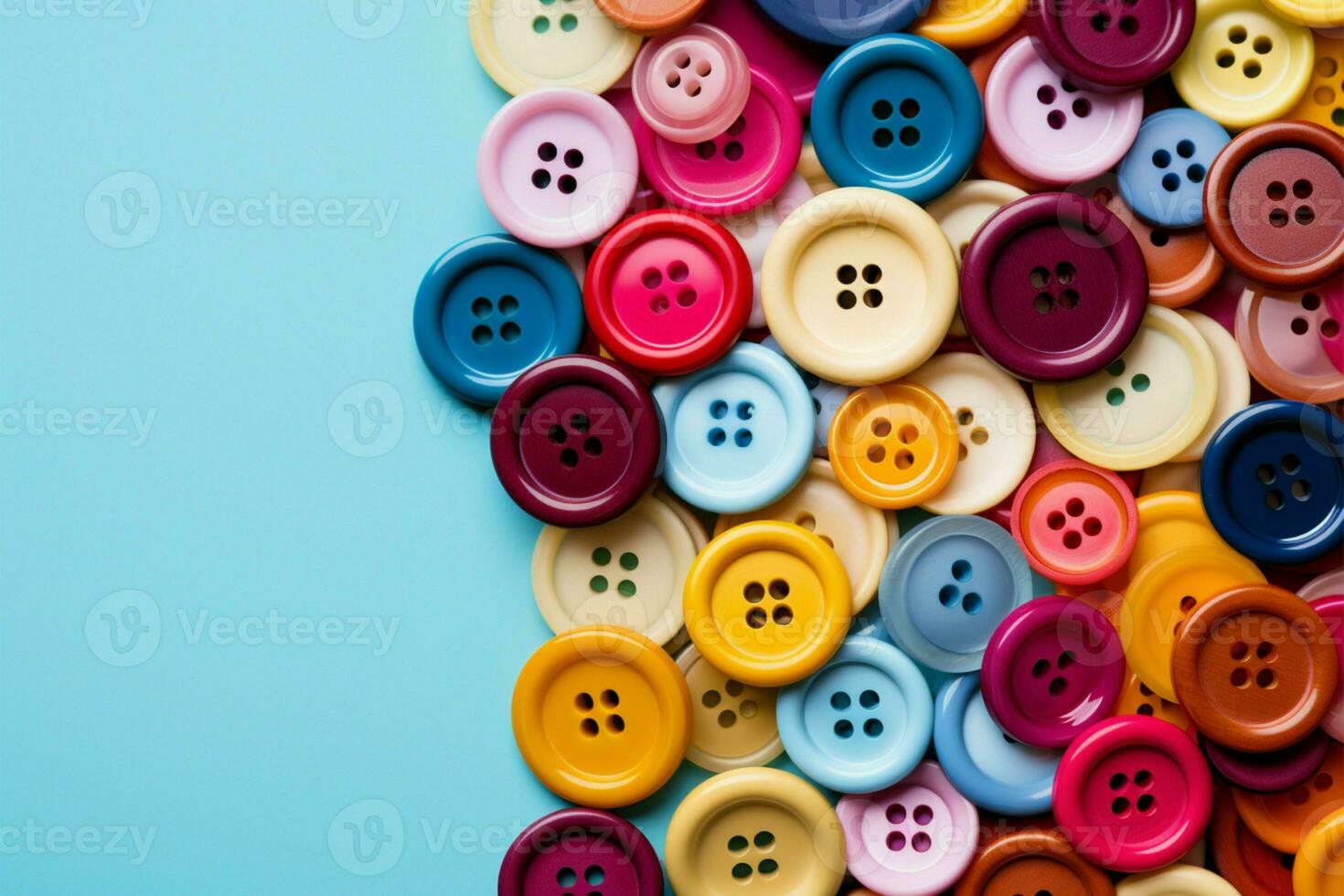 ai generado creativo espectro multicolor de coser botones para diverso elaboración aplicaciones foto