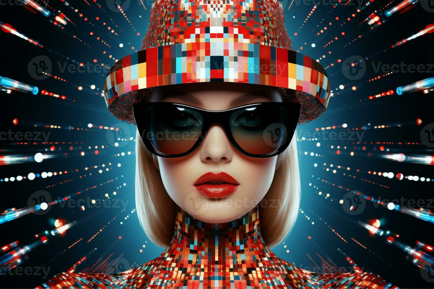 AI generated Retrofuture fashion cyber woman illustration photo