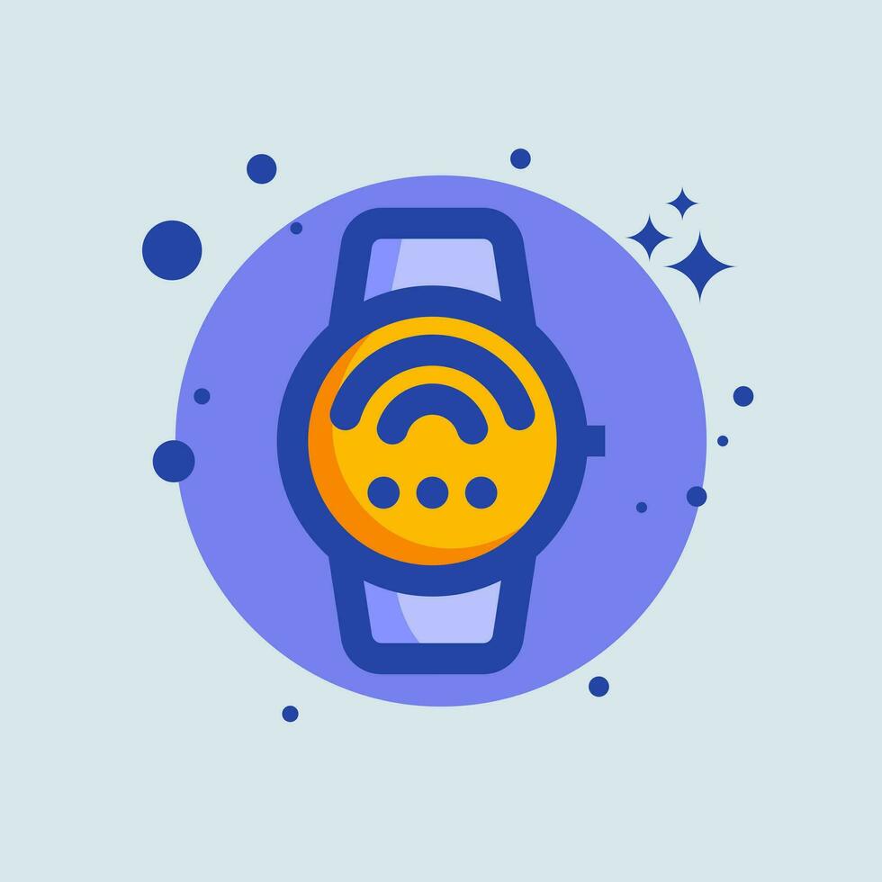 Connect smartwatch flat illustration. Smart device signs vector illustration.