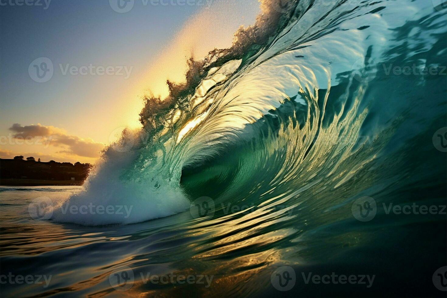 AI generated Wave graphic Surfing vibes with a big sea ocean wave photo