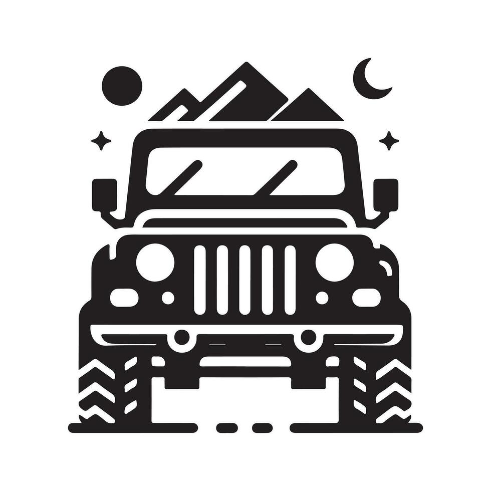 geométrico monocromo ilustración logo de fuera del camino coche vector