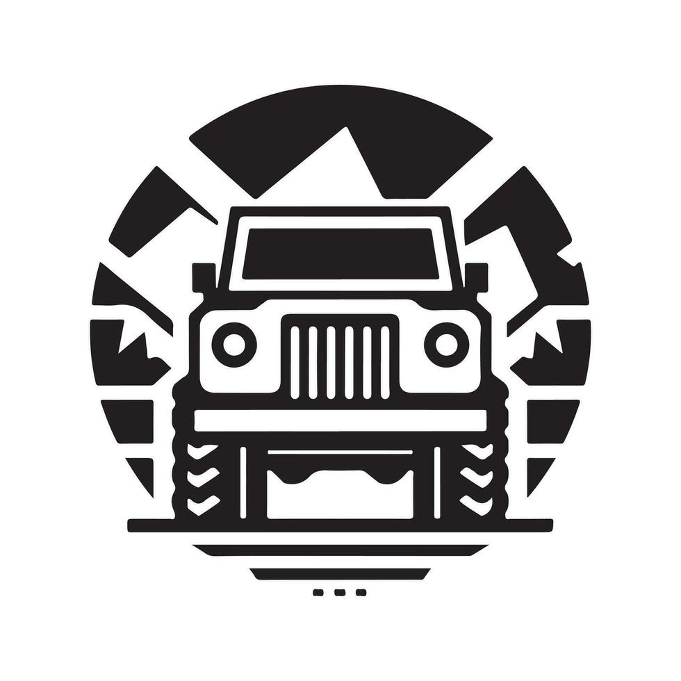 geometric monochrome illustration logo of offroad car vector