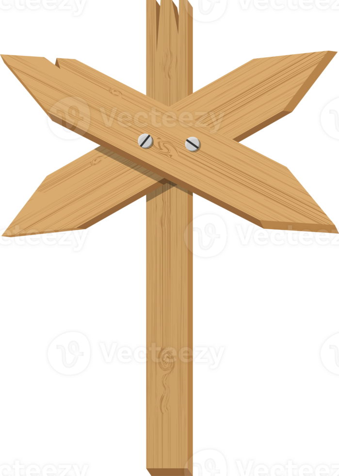 Empty direction blank on wooden signboard. png