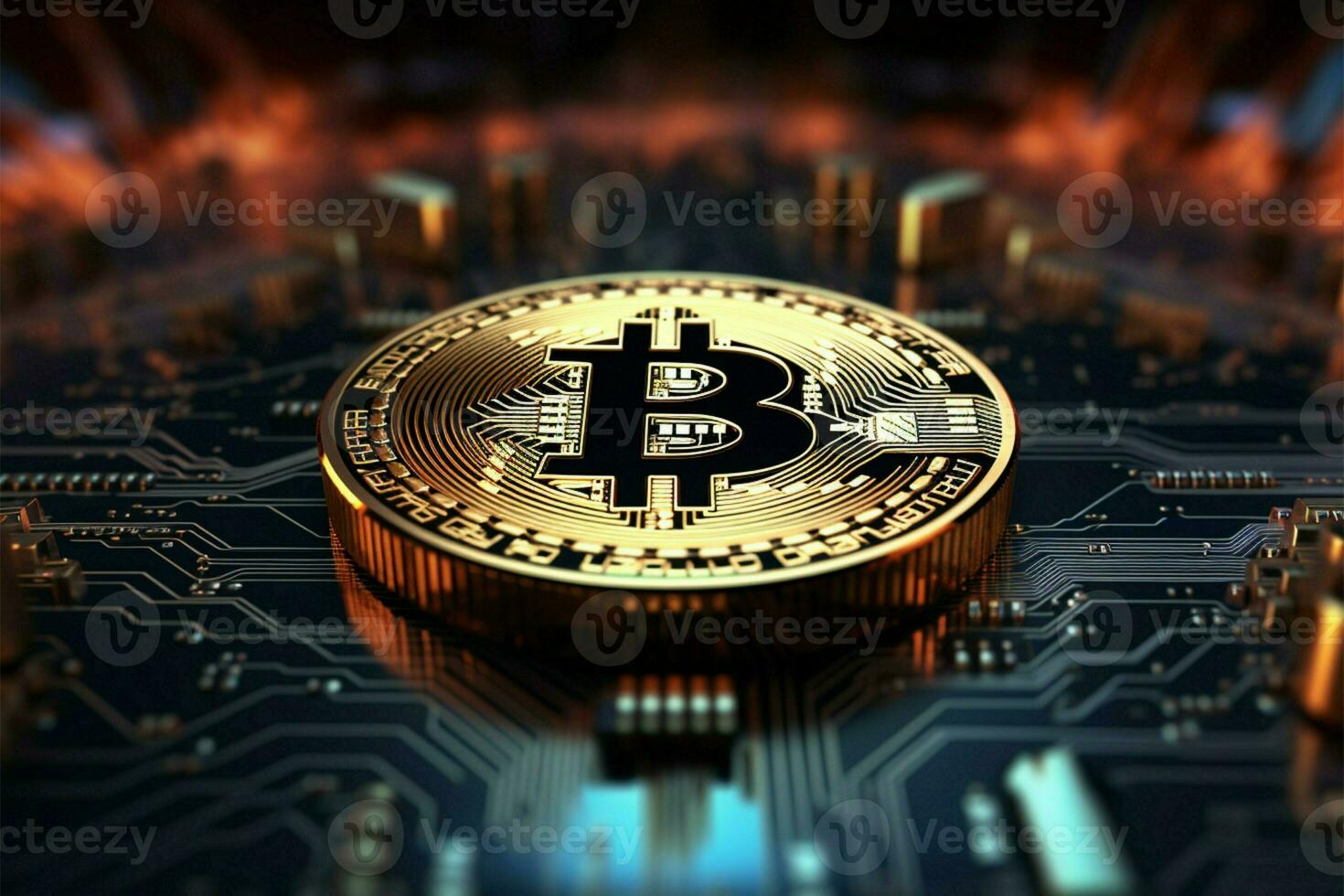 AI generated Digital currency Bitcoin illustration for graphics, marketing, stock trade, forex photo